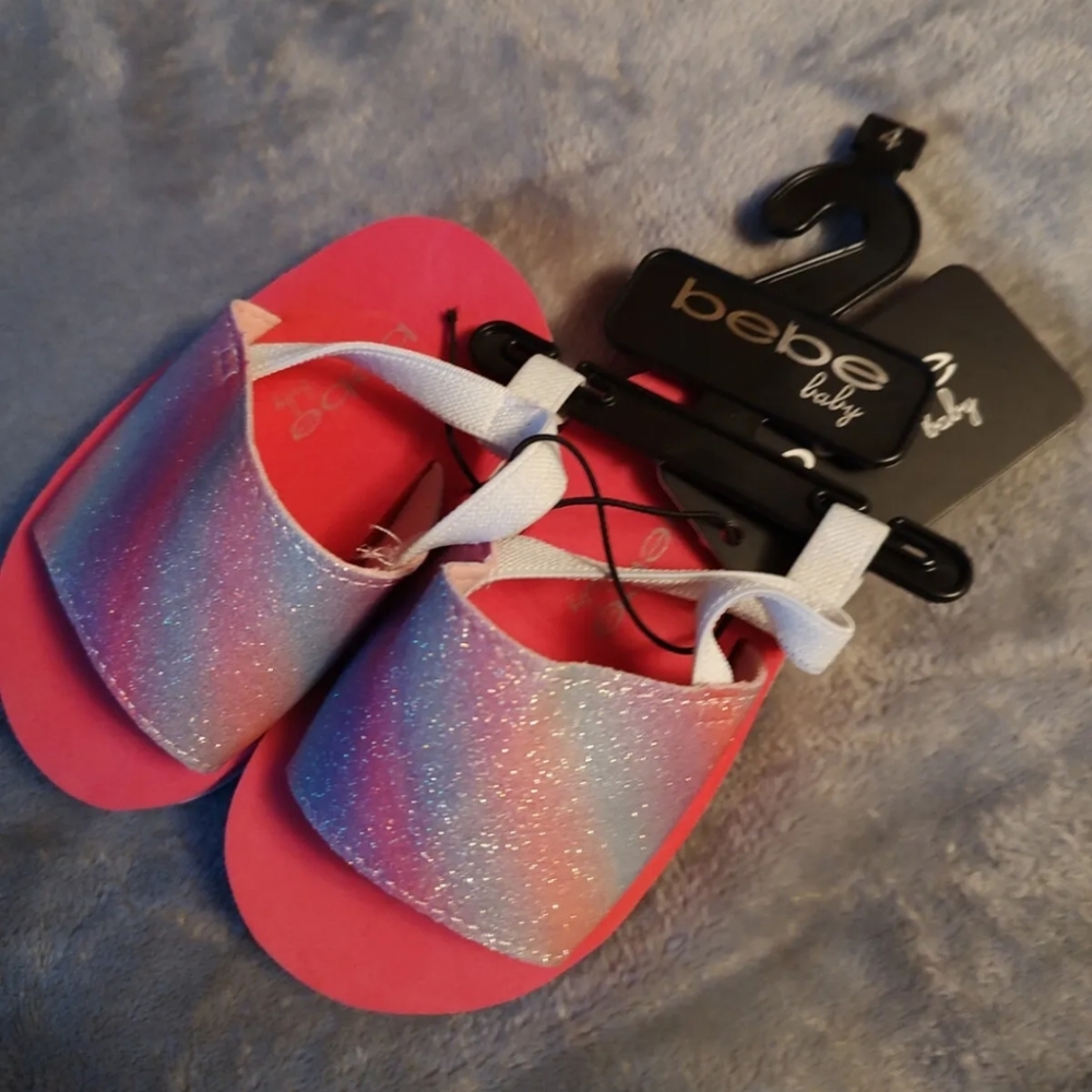 bebe Baby Sparkle Glitter Sandals Size 4 (9-12 Months ) NWT, Straps Vacation
